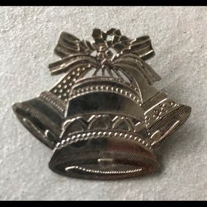 Silver Christmas Bells Brooch / Pin